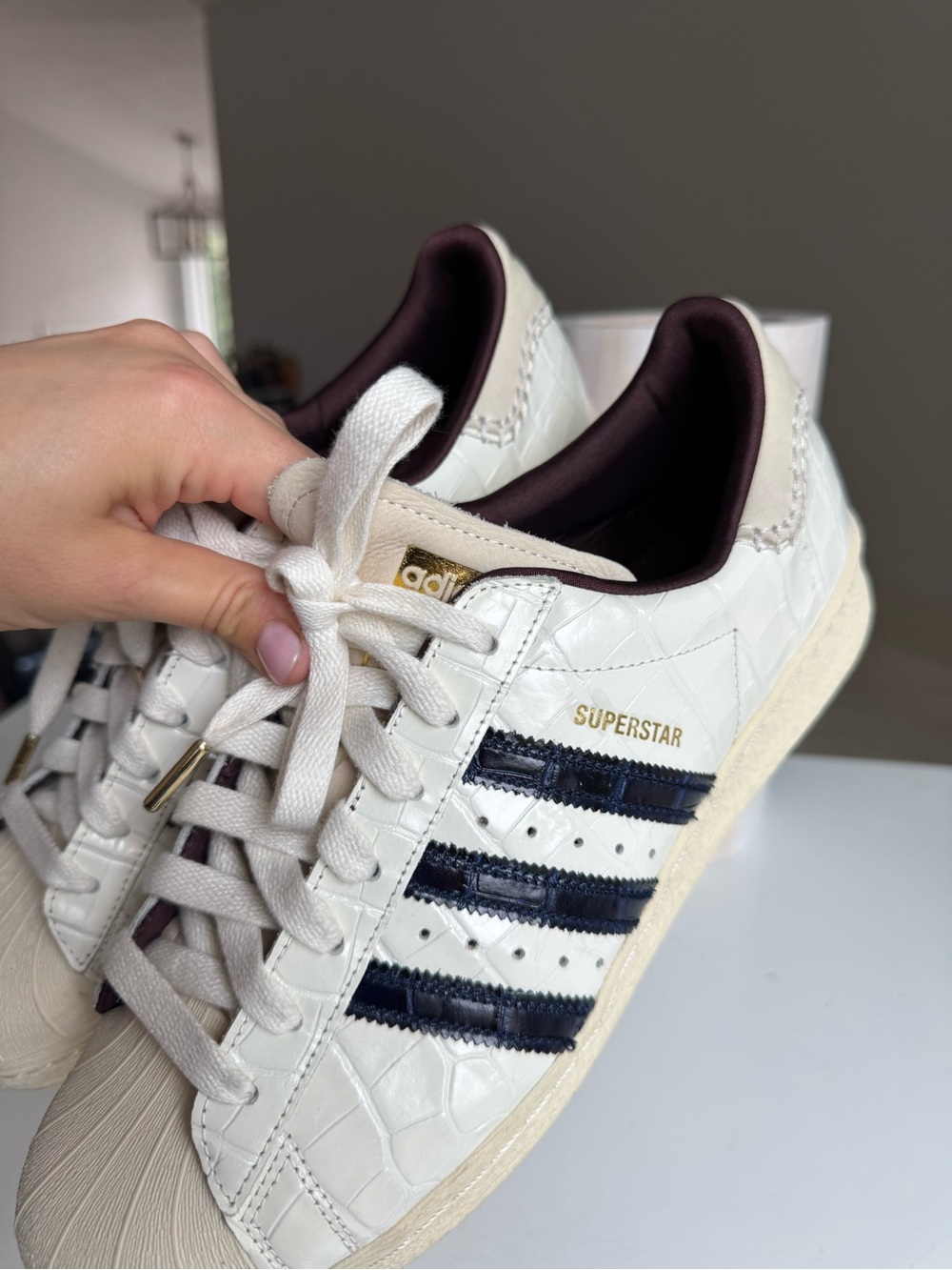 adidas Superstar Wales Bonner Croc White Navy Sneakers Size 13 - Picture 6 of 16